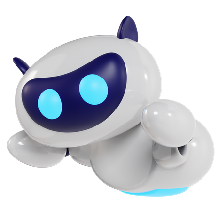 Personnage de robot flottant amical  3D Illustration