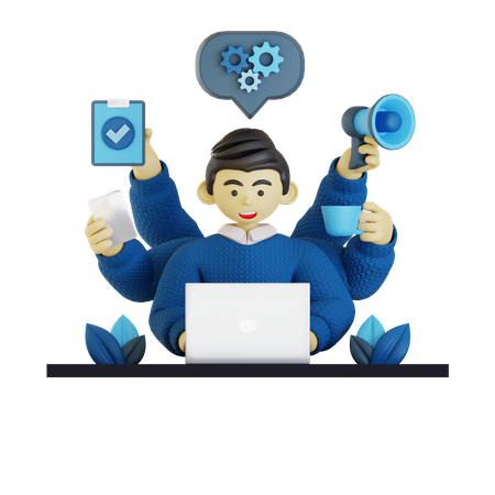 Personne multitâche  3D Icon
