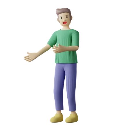 Personne occasionnelle accueillant la pose  3D Illustration