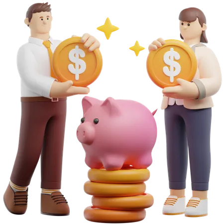 Les gens collectent de l'argent  3D Illustration