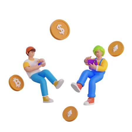 Faire Du Trading De Bitcoin 3D Illustration