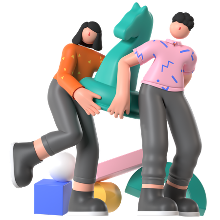 Personnes effectuant une planification stratégique  3D Illustration