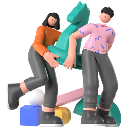 Personnes effectuant une planification stratégique  3D Illustration