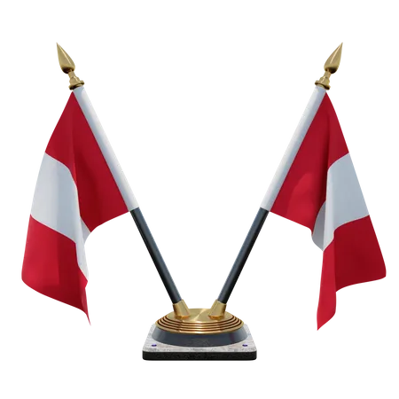 Peru – Doppelter Tischflaggenständer  3D Flag