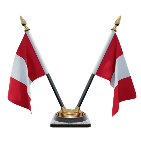 Peru Double Desk Flag Stand  3D Flag