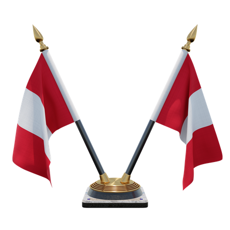Peru Double Desk Flag Stand 3D Illustration