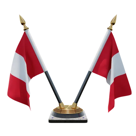 Peru Double Desk Flag Stand  3D Flag