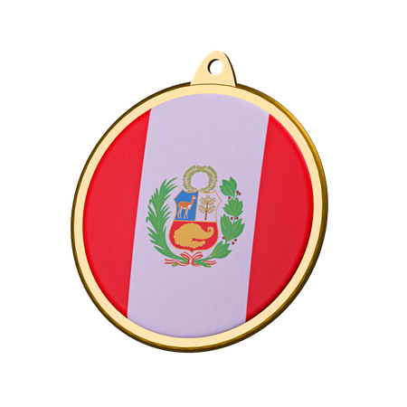 Peru Flag Medal Badge  3D Icon