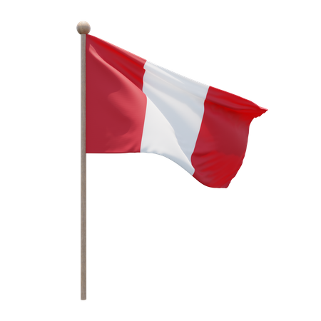 Peru Flag Pole 3D Illustration