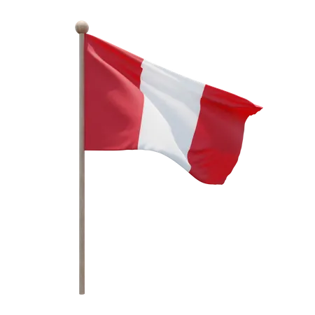 Peru Flag Pole  3D Flag