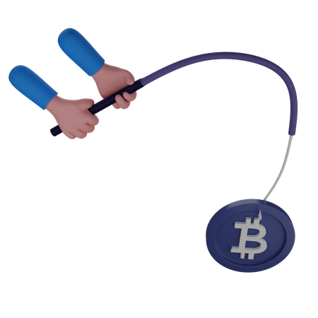 Pescando bitcoin  3D Illustration