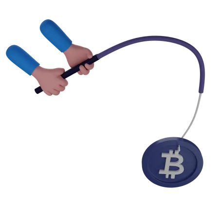 Pescando bitcoin  3D Illustration