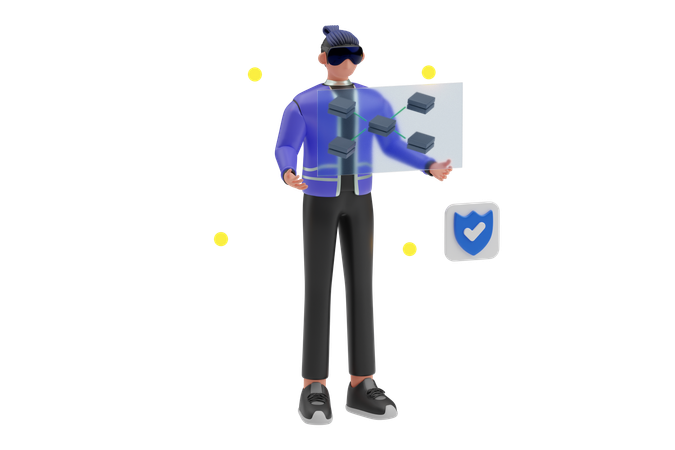 Pesquisa Blockchain em VR  3D Icon