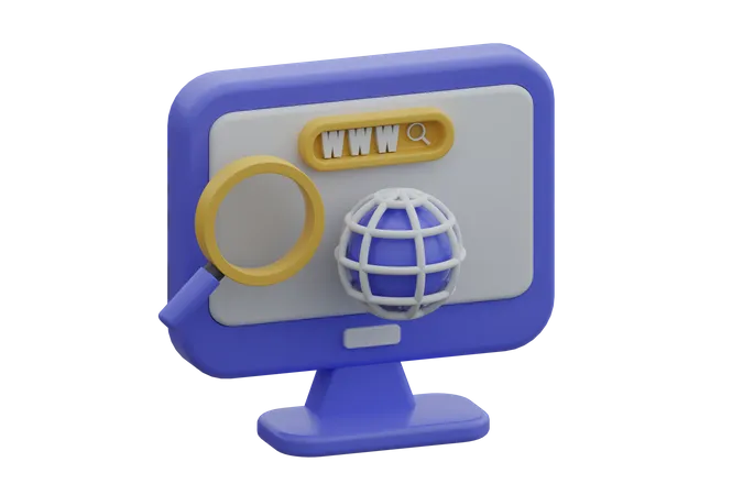 Pesquisa na internet  3D Icon