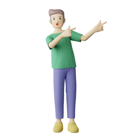Pessoa casual apontando pose  3D Icon