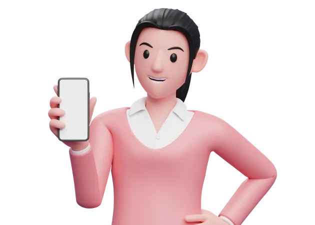 Pessoa de negócios mostrando a tela do telefone em branco  3D Illustration