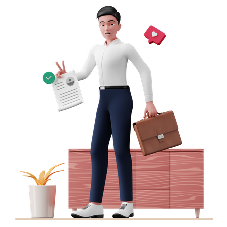 Pessoa de negócios segurando cv  3D Icon