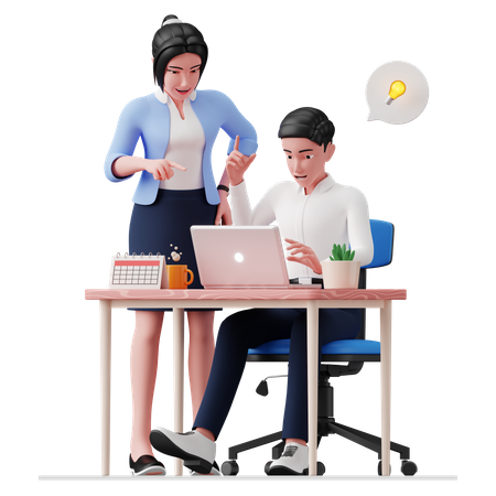Pessoas de negócios discutindo a ideia de negócio  3D Icon
