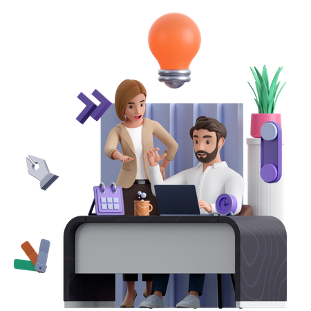 Pessoas de negócios discutindo a ideia de negócio  3D Icon