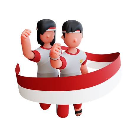 Povo indonésio em pose de punho  3D Illustration