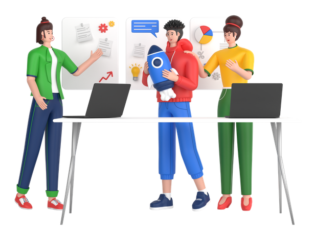 Pessoas iniciando um projeto empresarial  3D Icon