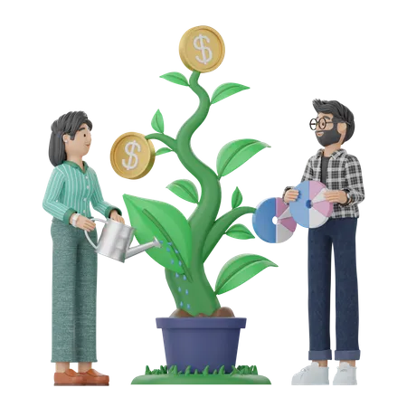 Pessoas investindo dinheiro  3D Illustration