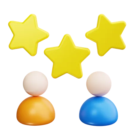 Pessoas segurando estrelas juntas  3D Icon