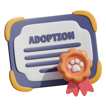 Pet Adoption Certificate  3D Icon