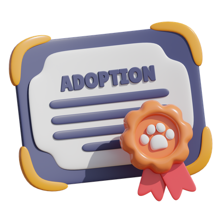 Pet Adoption Certificate  3D Icon