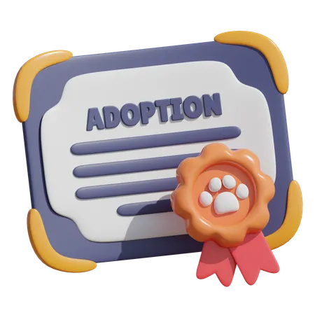 Pet Adoption Certificate  3D Icon