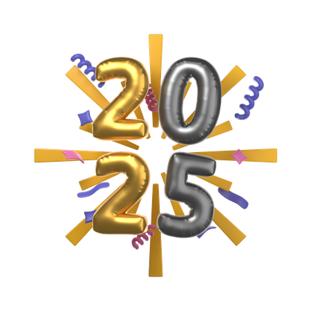 Petardo feliz año nuevo 2025  3D Icon