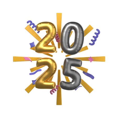 Petardo feliz año nuevo 2025  3D Icon