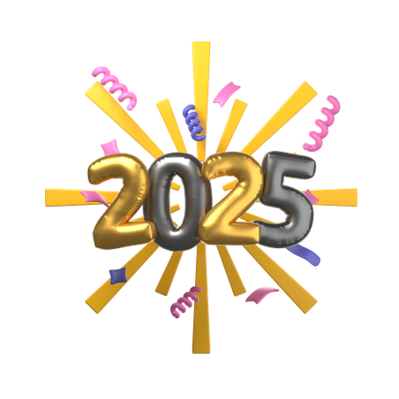 Petardo feliz año nuevo 2025  3D Icon