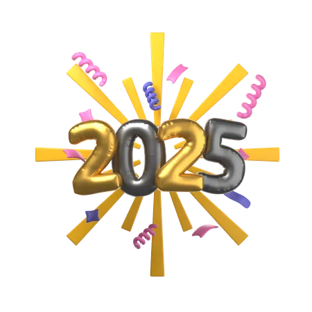 Petardo feliz año nuevo 2025  3D Icon