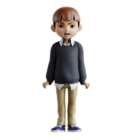 Petit garçon donnant une pose debout  3D Illustration