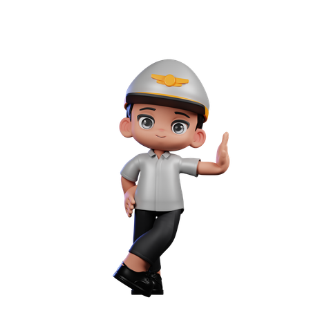 Petit pilote agissant cool  3D Icon