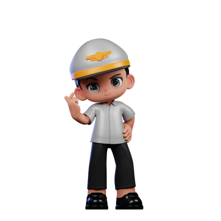 Petit pilote donnant un signe d'amour  3D Icon