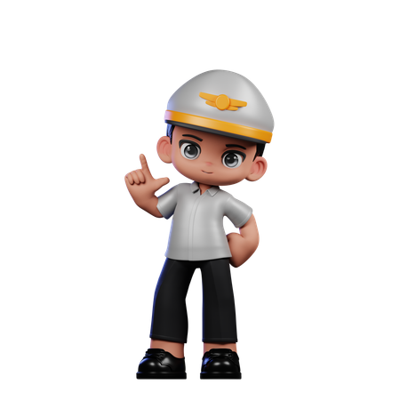 Petit pilote faisant une pose debout  3D Icon