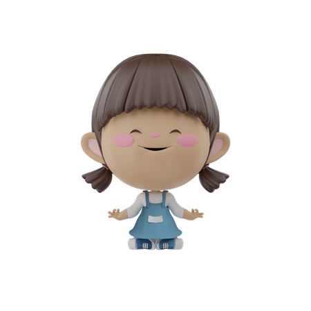 Petite fille méditant  3D Illustration