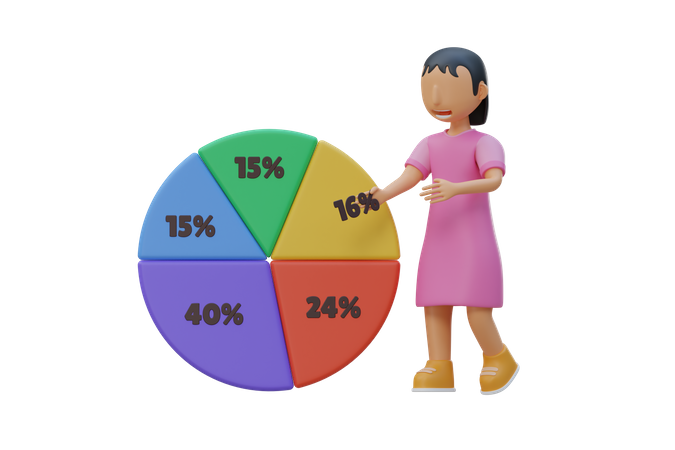 Petite fille surveillant les données à l'école  3D Illustration