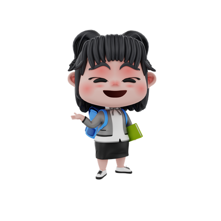 Petite fille tenant un livre  3D Icon