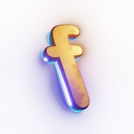 Effet de texte lettre minuscule « f »  3D Icon