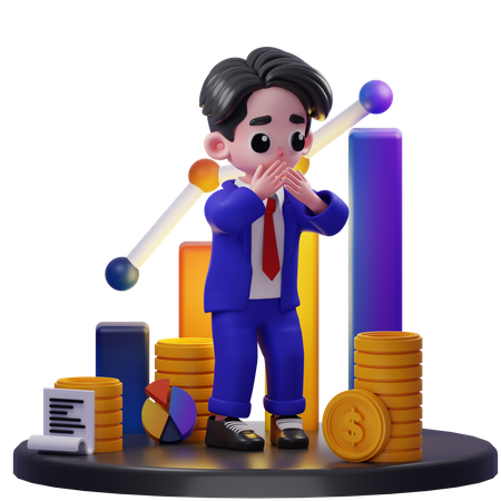 Conseiller financier effrayé  3D Illustration