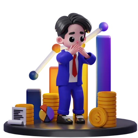 Conseiller financier effrayé  3D Illustration