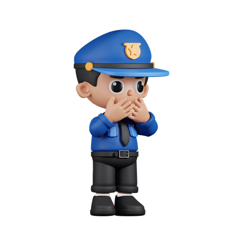 Policier effrayé  3D Illustration