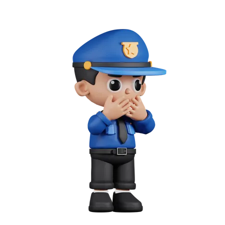 Policier effrayé  3D Illustration