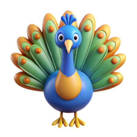 Pfau zeigt Federn  3D Icon