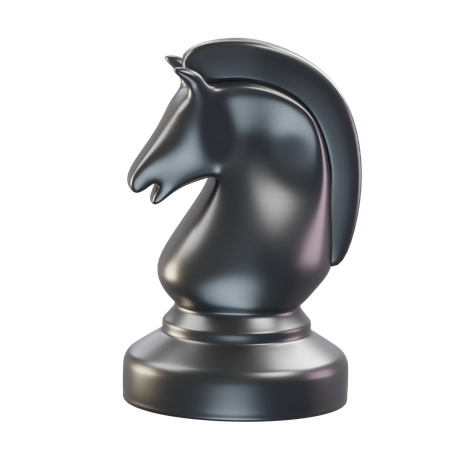 Pferd Schachfigur schwarz  3D Icon