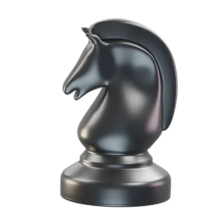 Pferd Schachfigur schwarz  3D Icon