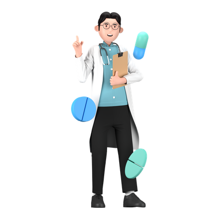 Pharmacist Man With Medicine  3D Icon